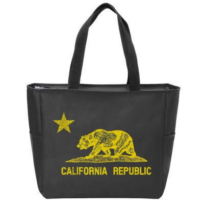 Golden California Republic Bear Flag Zip Tote Bag