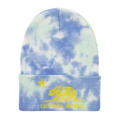 Golden California Republic Bear Flag Tie Dye 12in Knit Beanie