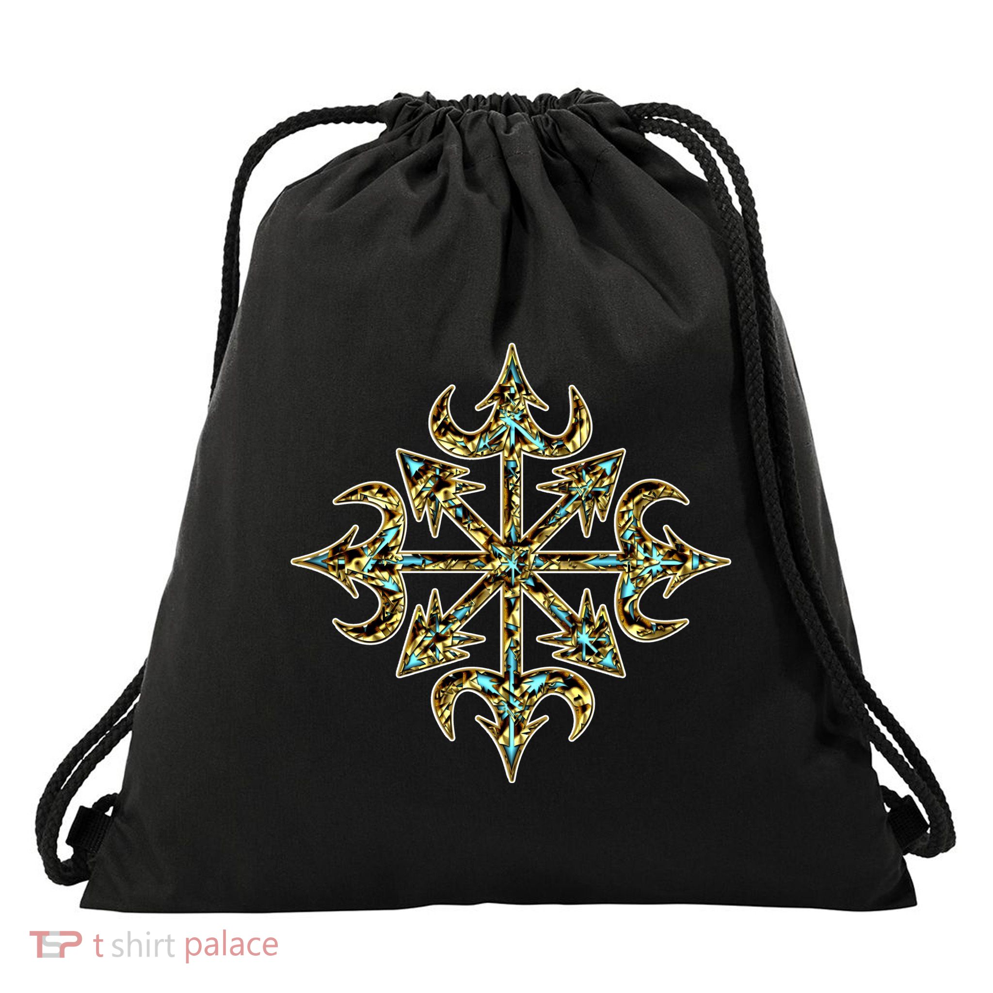 Golden Chaos Star Drawstring Bag