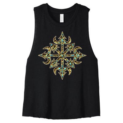 Golden Chaos Star Women's Racerback Cropped Tank