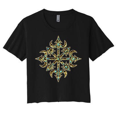 Golden Chaos Star Women's Crop Top Tee