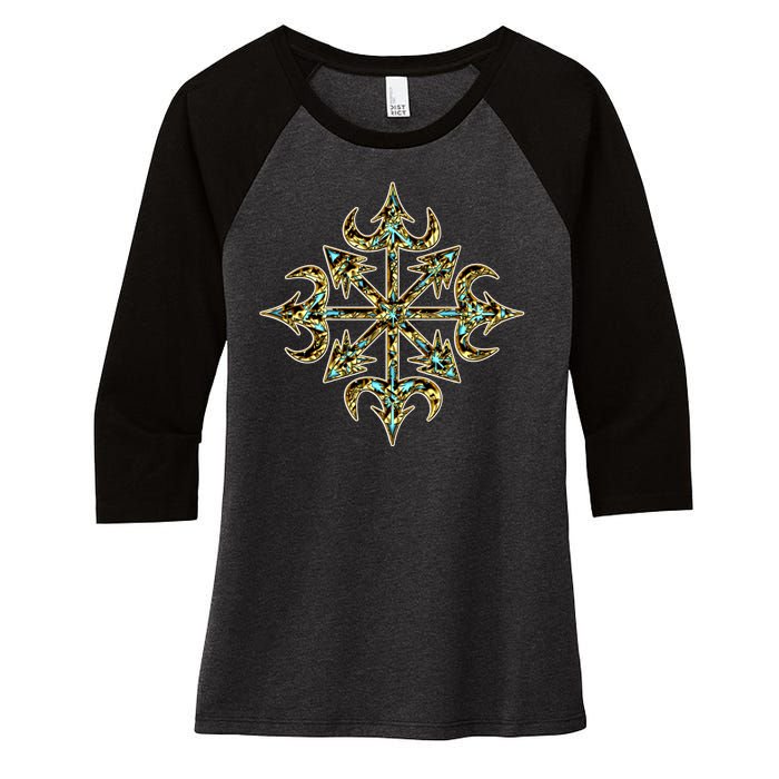 Golden Chaos Star Women's Tri-Blend 3/4-Sleeve Raglan Shirt