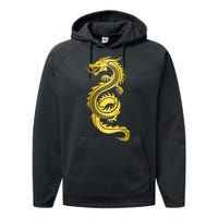 Golden Chinese Dragon Performance Fleece Hoodie