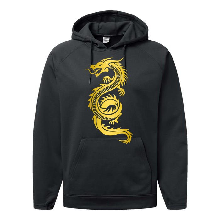 Golden Chinese Dragon Performance Fleece Hoodie