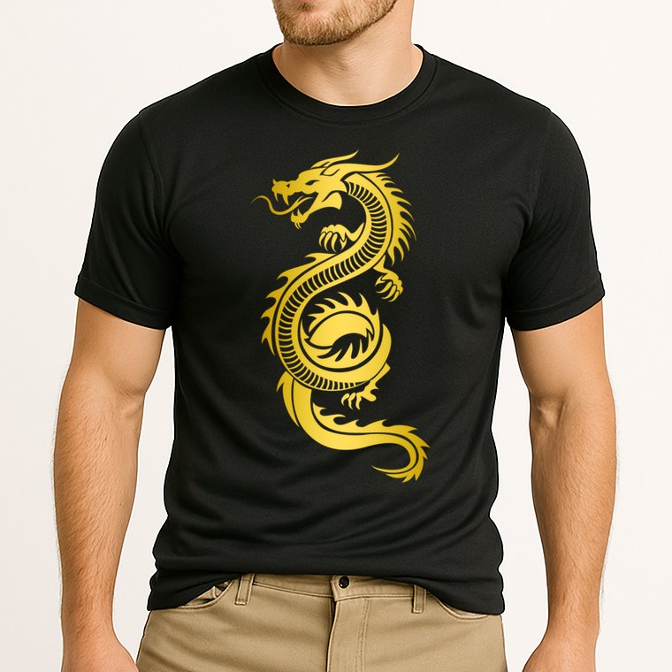 Golden Chinese Dragon Cooling Performance Crew T-Shirt