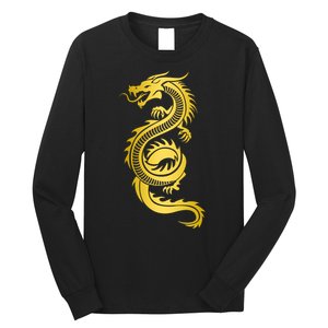 Golden Chinese Dragon Long Sleeve Shirt