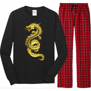 Golden Chinese Dragon Long Sleeve Pajama Set