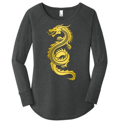 Golden Chinese Dragon Women's Perfect Tri Tunic Long Sleeve Shirt