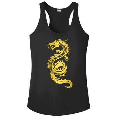 Golden Chinese Dragon Ladies PosiCharge Competitor Racerback Tank