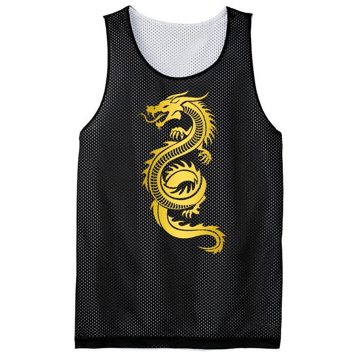 Golden Chinese Dragon Mesh Reversible Basketball Jersey Tank