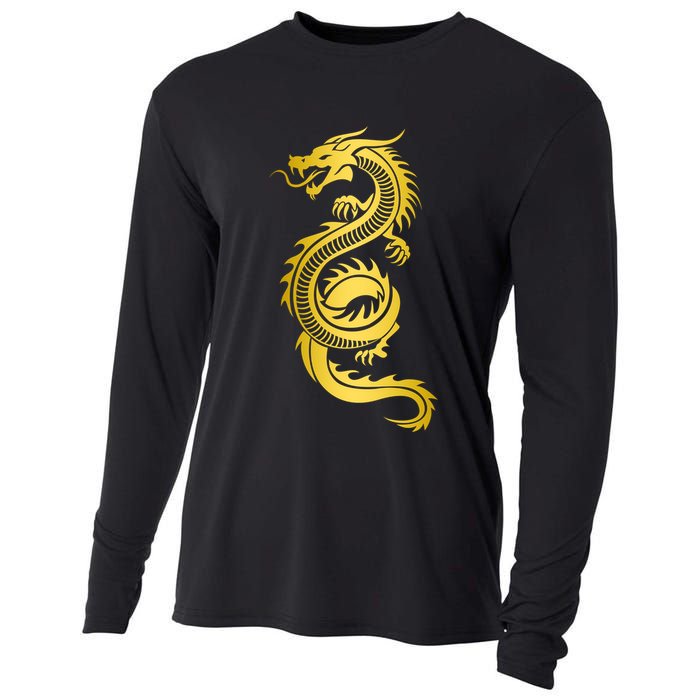 Golden Chinese Dragon Cooling Performance Long Sleeve Crew