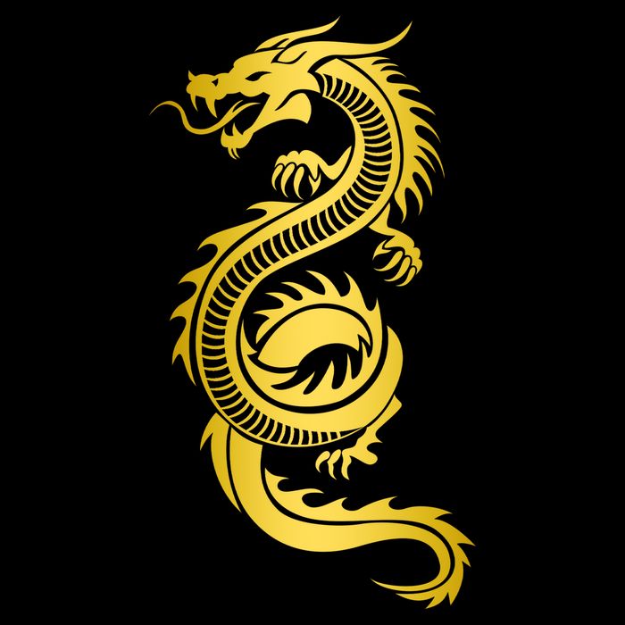 Golden Chinese Dragon Cooling Performance Long Sleeve Crew