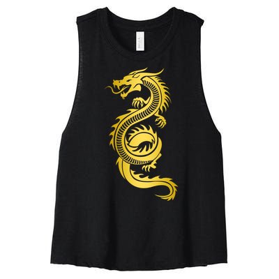 Golden Chinese Dragon Women's Racerback Cropped Tank