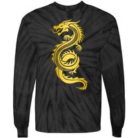 Golden Chinese Dragon Tie-Dye Long Sleeve Shirt