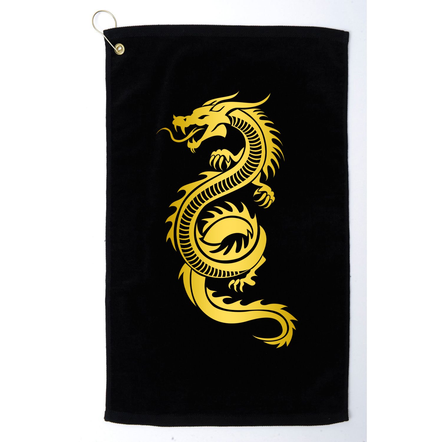 Golden Chinese Dragon Golf Towel