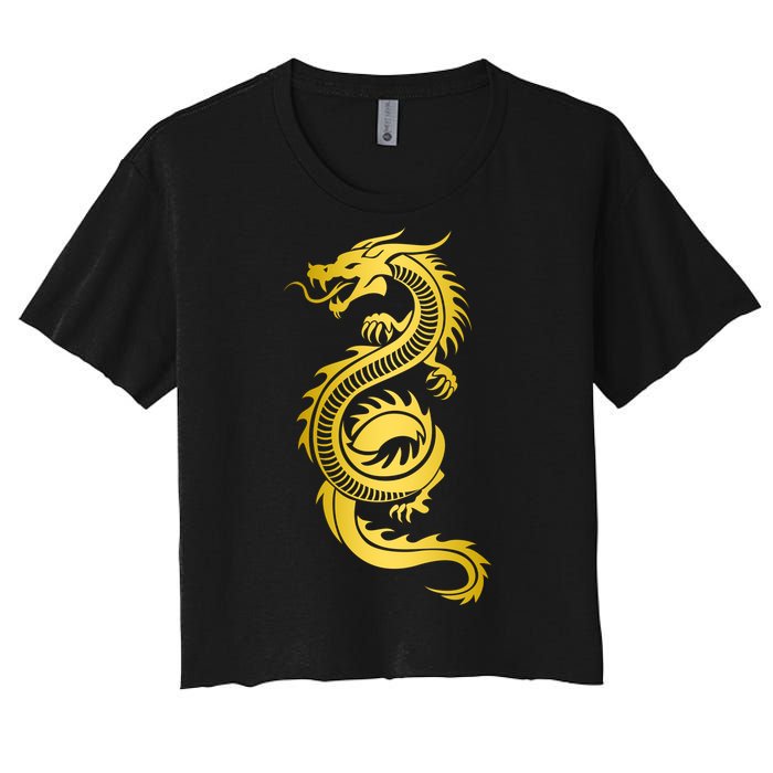 Golden Chinese Dragon Women's Crop Top Tee