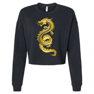 Golden Chinese Dragon Cropped Pullover Crew