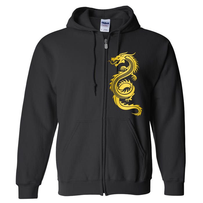 Golden Chinese Dragon Full Zip Hoodie