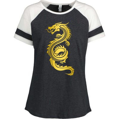 Golden Chinese Dragon Enza Ladies Jersey Colorblock Tee