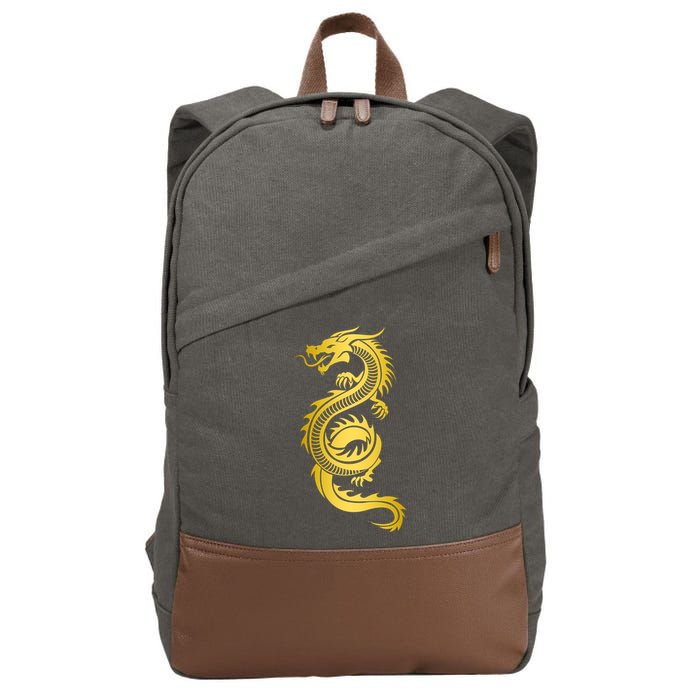 Golden Chinese Dragon Cotton Canvas Backpack