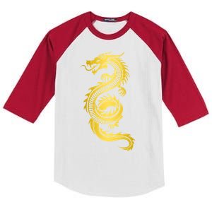 Golden Chinese Dragon Kids Colorblock Raglan Jersey