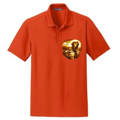 Golden Hunter Retriever Dog Dry Zone Grid Polo