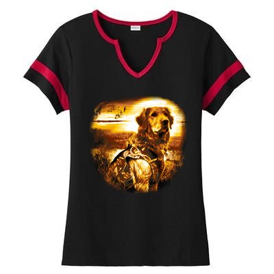 Golden Hunter Retriever Dog Ladies Halftime Notch Neck Tee