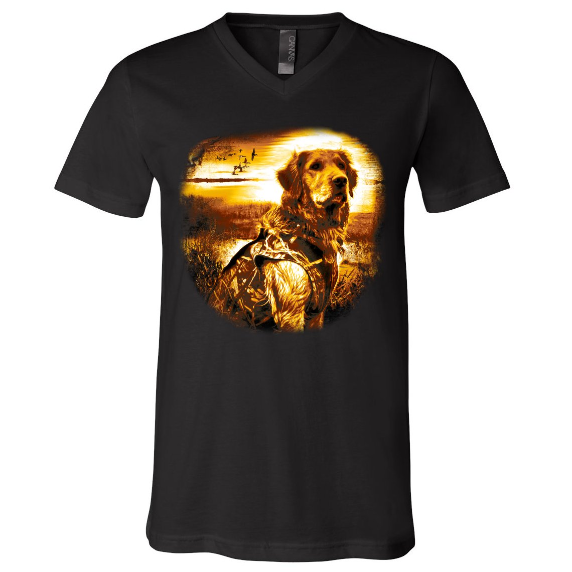 Golden Hunter Retriever Dog V-Neck T-Shirt