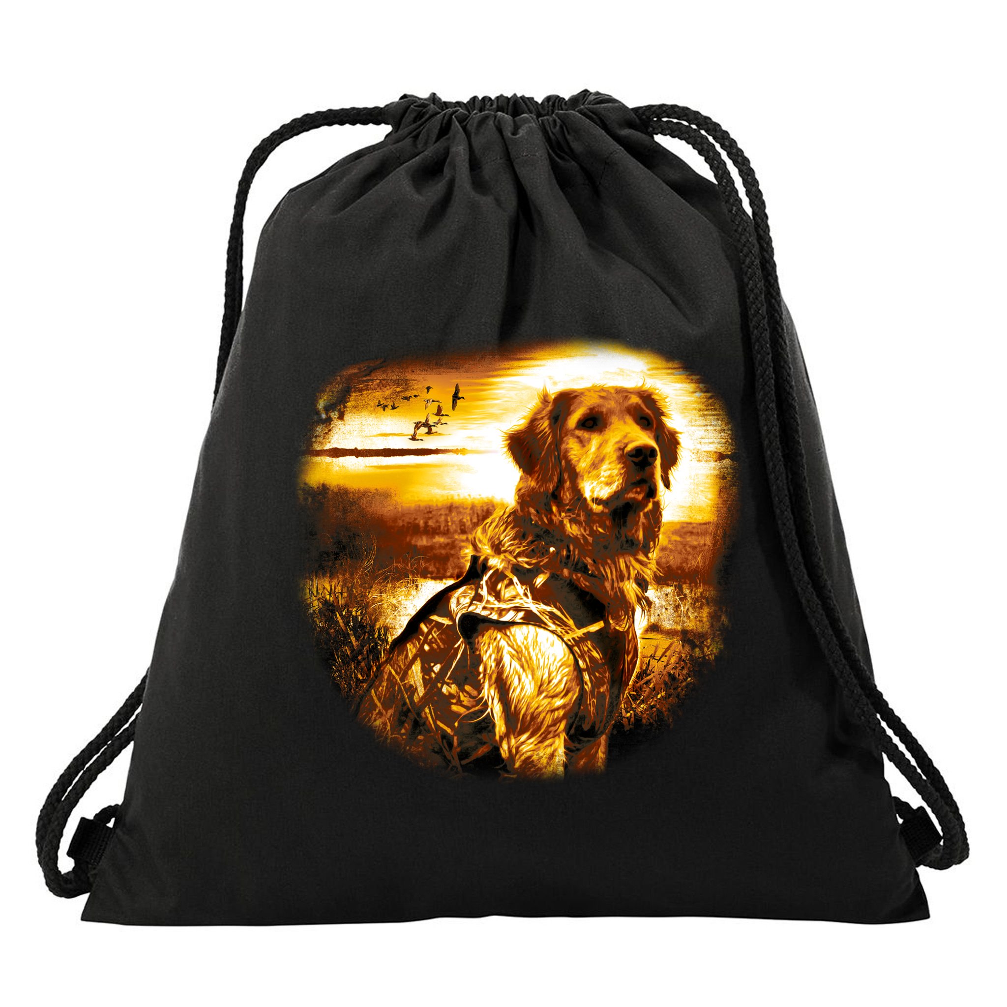 Golden Hunter Retriever Dog Drawstring Bag