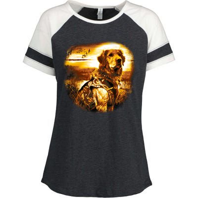 Golden Hunter Retriever Dog Enza Ladies Jersey Colorblock Tee