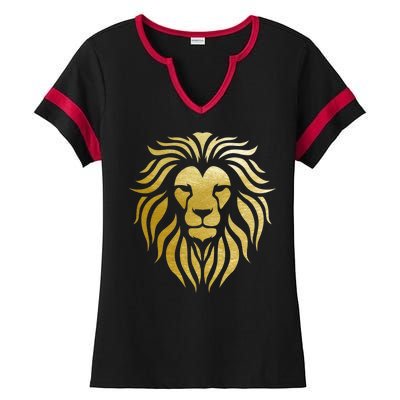 Golden King Lion Ladies Halftime Notch Neck Tee