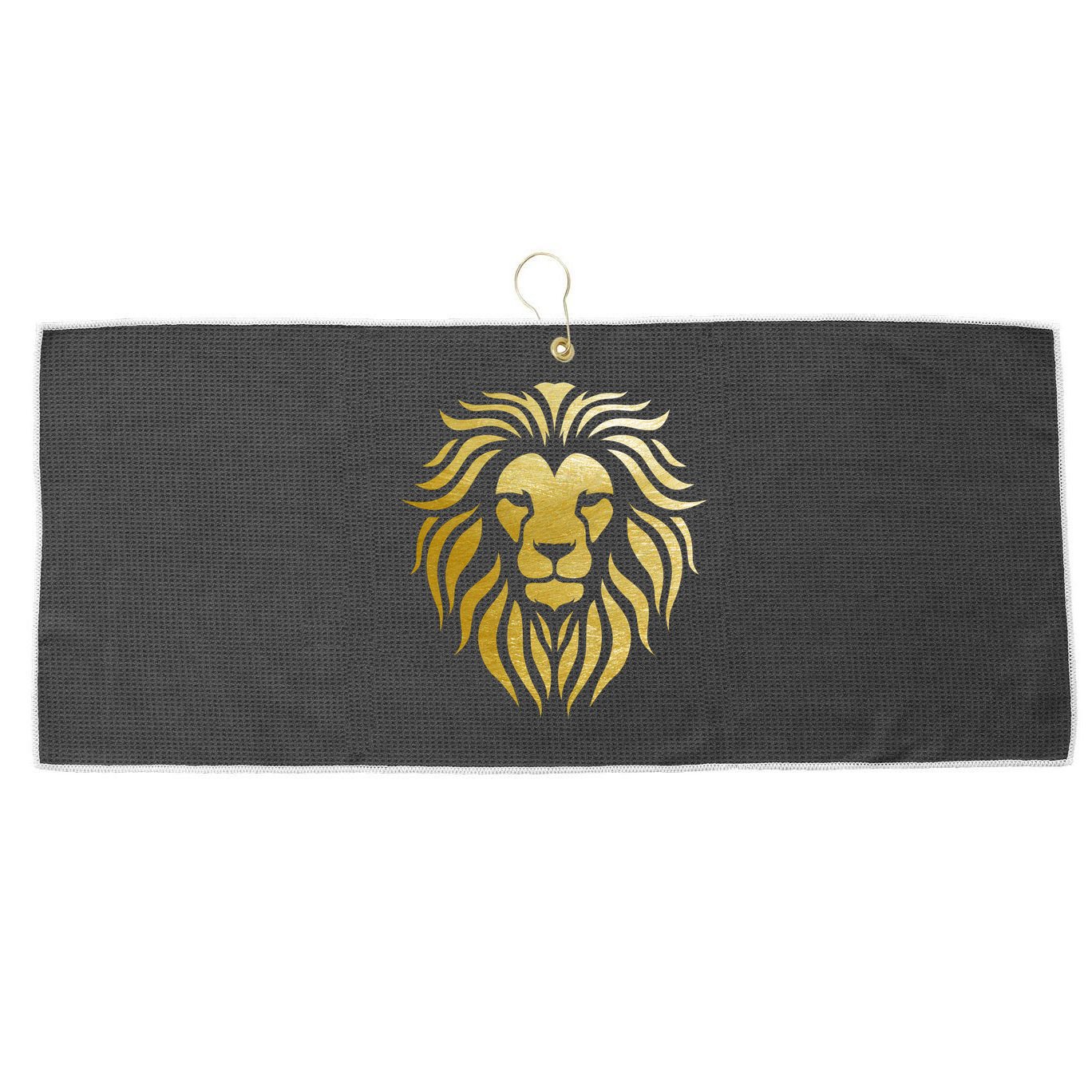 Golden King Lion Large Microfiber Waffle Golf Towel