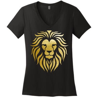 Golden King Lion Women's V-Neck T-Shirt