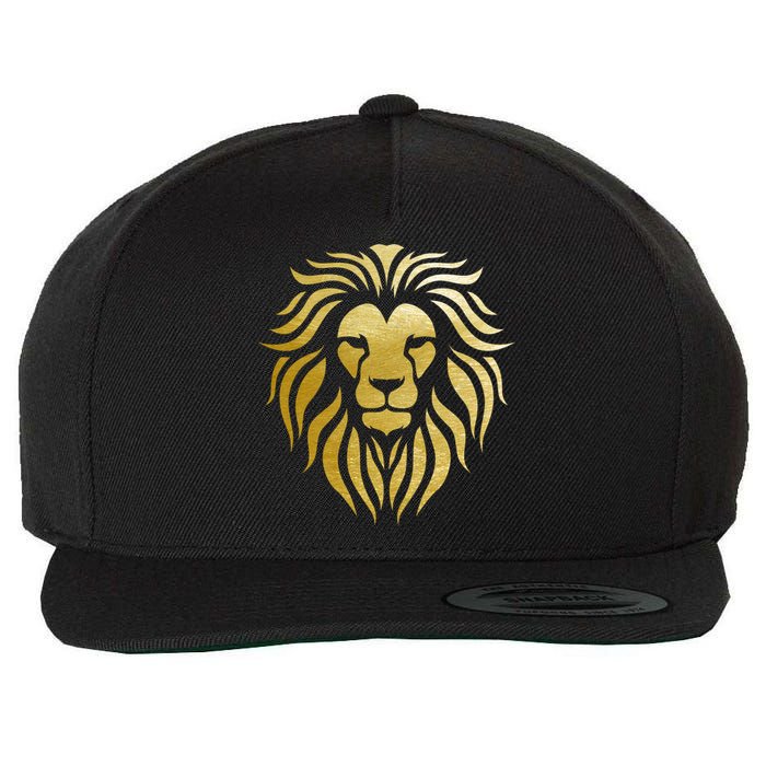 Golden King Lion Wool Snapback Cap