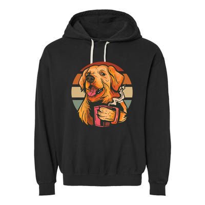 Golden Retriever Dog Coffee Garment-Dyed Fleece Hoodie