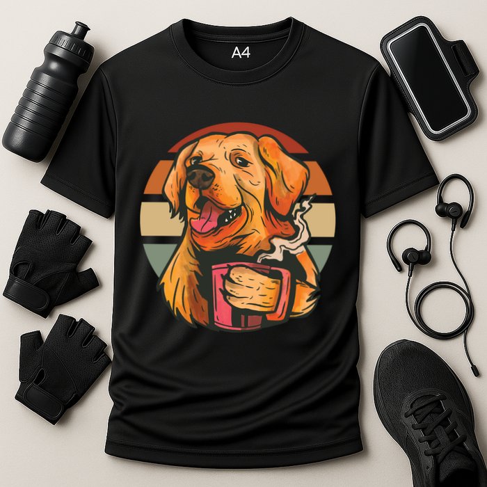Golden Retriever Dog Coffee Cooling Performance Crew T-Shirt