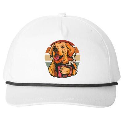 Golden Retriever Dog Coffee Snapback Five-Panel Rope Hat