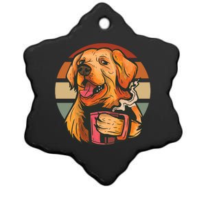 Golden Retriever Dog Coffee Ceramic Star Ornament