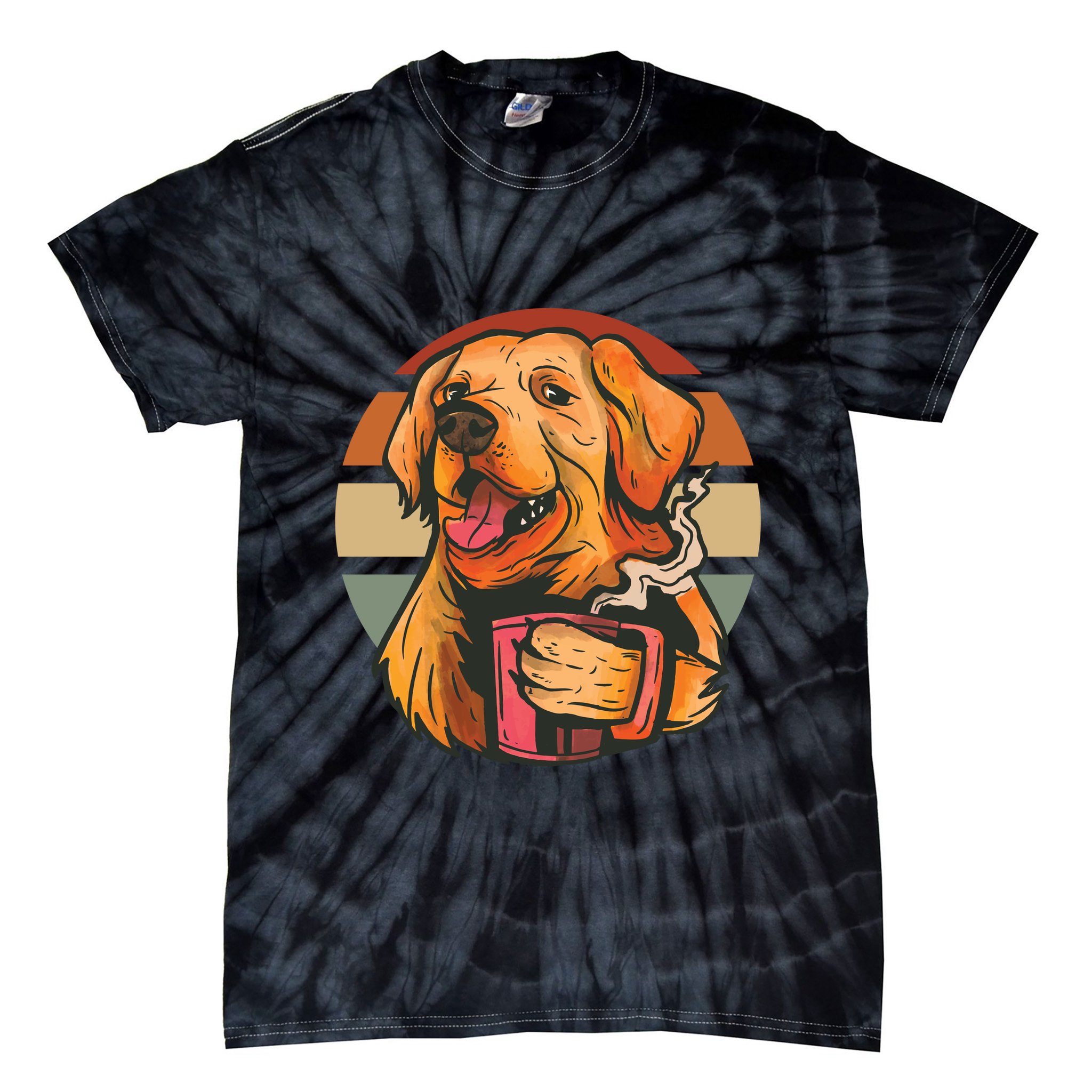Golden Retriever Dog Coffee Tie-Dye T-Shirt
