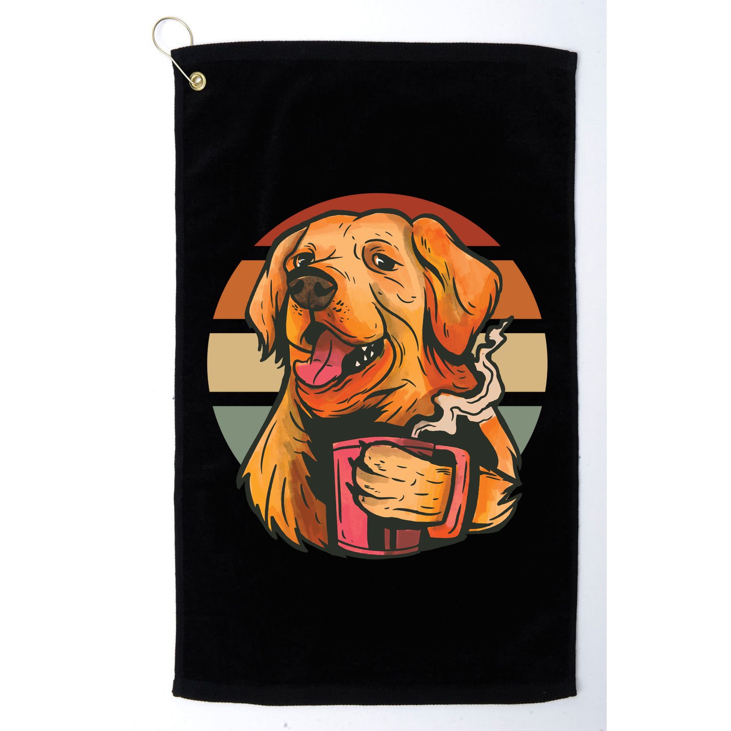 Golden Retriever Dog Coffee Golf Towel