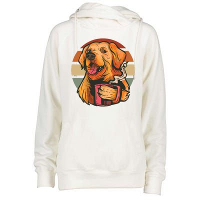 Golden Retriever Dog Coffee Womens Funnel Neck Pullover Hood