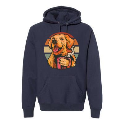 Golden Retriever Dog Coffee Premium Hoodie