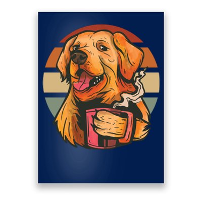 Golden Retriever Dog Coffee Poster