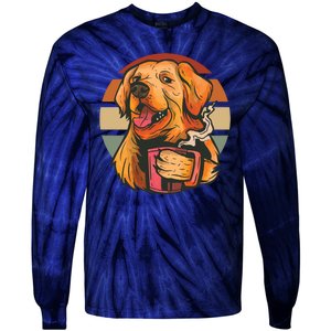 Golden Retriever Dog Coffee Tie-Dye Long Sleeve Shirt