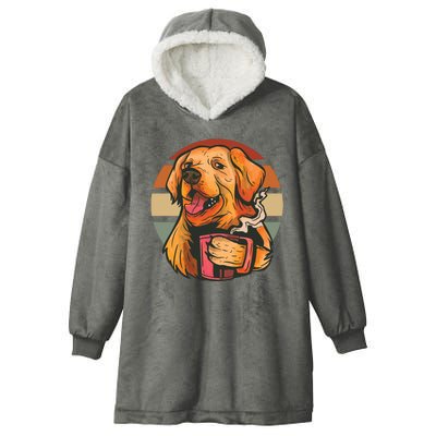 Golden Retriever Dog Coffee Hooded Wearable Blanket