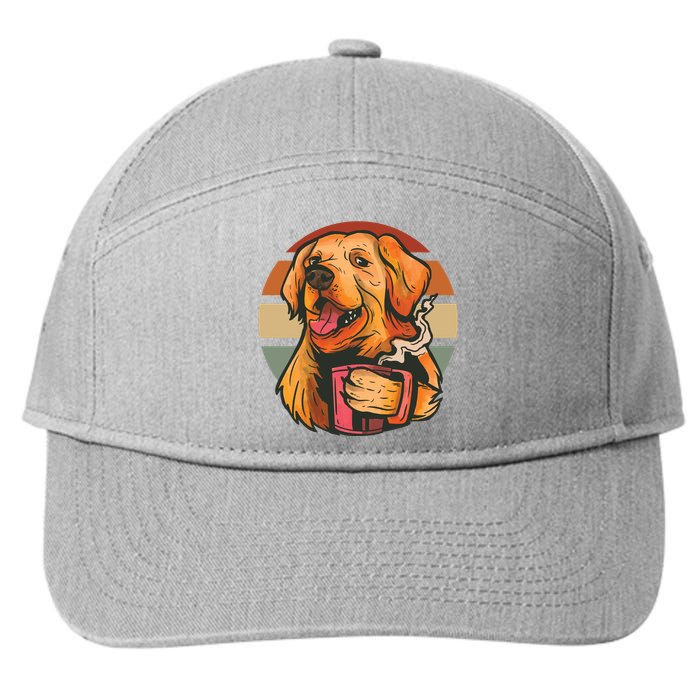 Golden Retriever Dog Coffee 7-Panel Snapback Hat