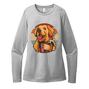 Golden Retriever Dog Coffee Womens CVC Long Sleeve Shirt