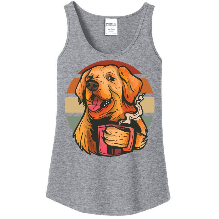 Golden Retriever Dog Coffee Ladies Essential Tank