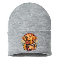 Golden Retriever Dog Coffee Sustainable Knit Beanie