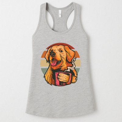 Golden Retriever Dog Coffee Womens Tank Top
